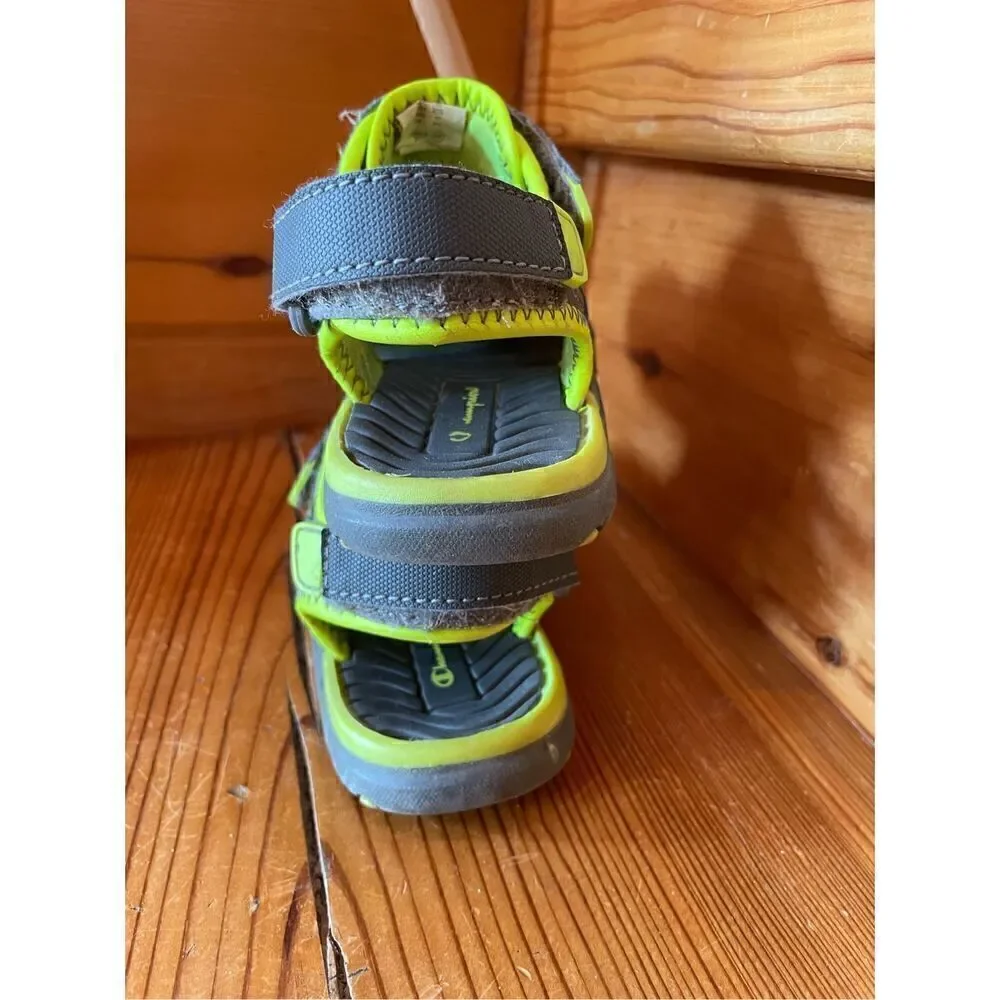 Champion Boys Sandals - Size 10 - Neon Green And Grey